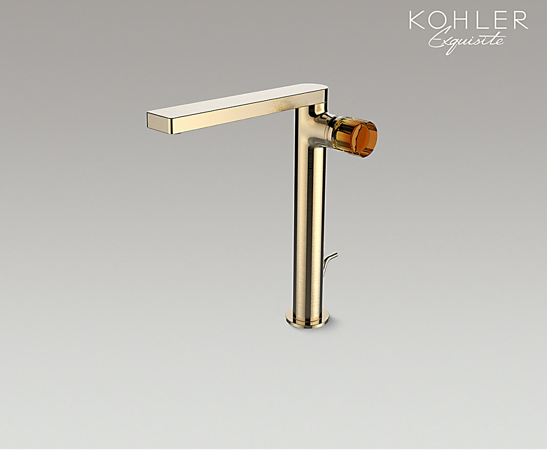 COMPOSED® 柏诗琉光晶韵系列 单把碗盆龙头（高出水口）琥珀金琉璃把手