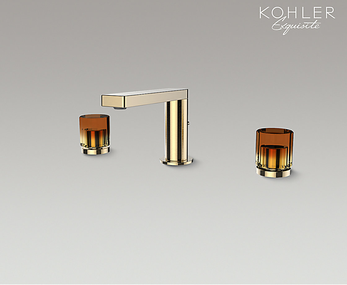 COMPOSED® 柏诗琉光晶韵系列 柏诗8寸脸盆龙头琥珀金琉璃把手