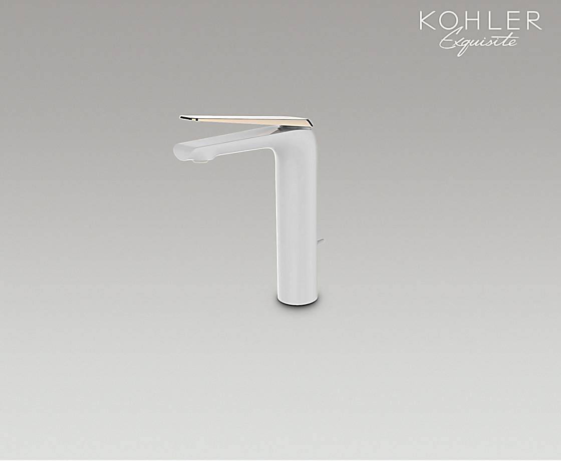 艾非单把碗盆龙头 白色本体搭配原质黑把手