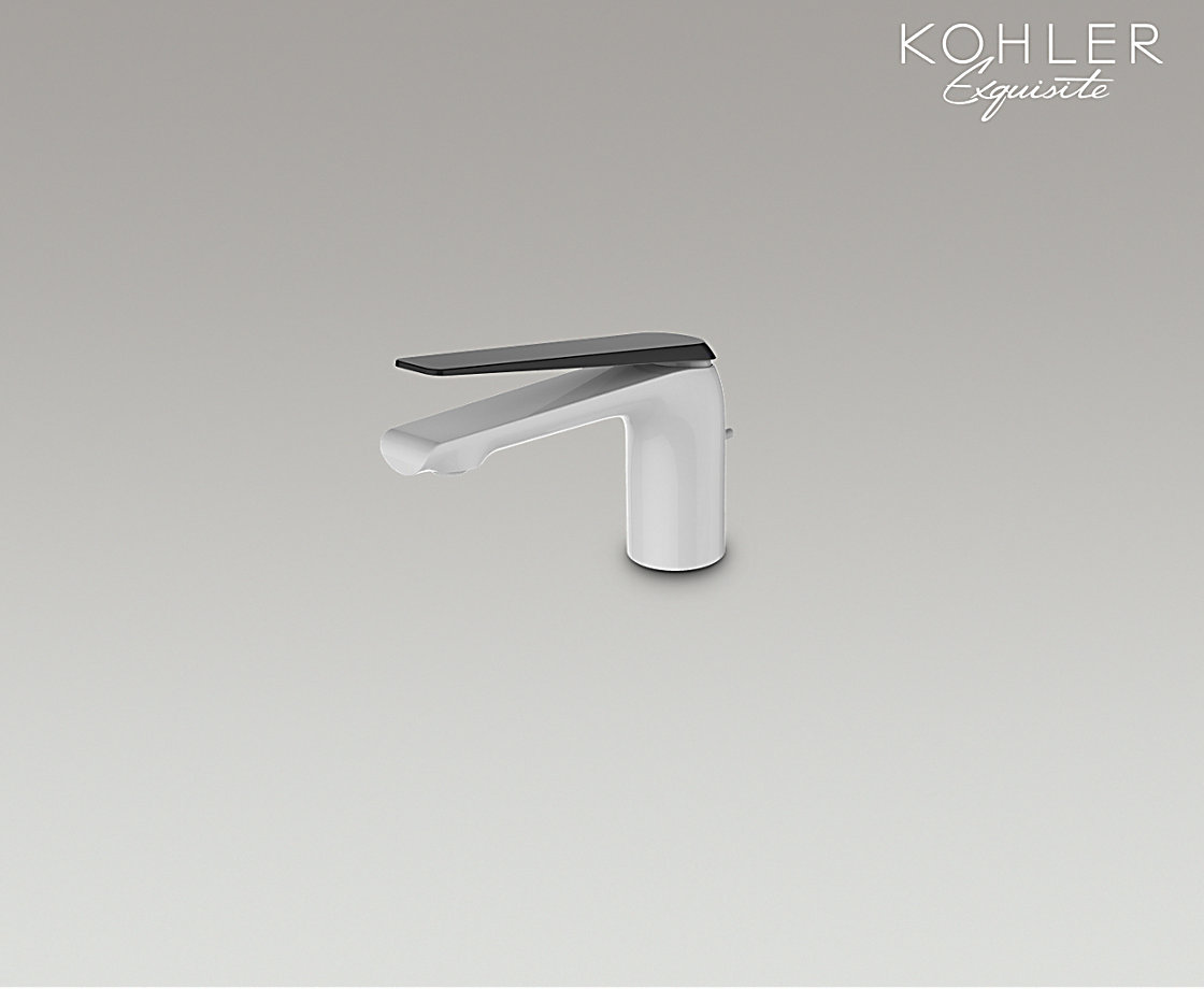 艾非单把脸盆龙头 白色本体搭配原质黑把手