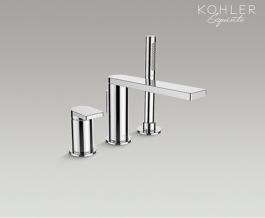 柏诗3孔缸边式浴缸花洒龙头