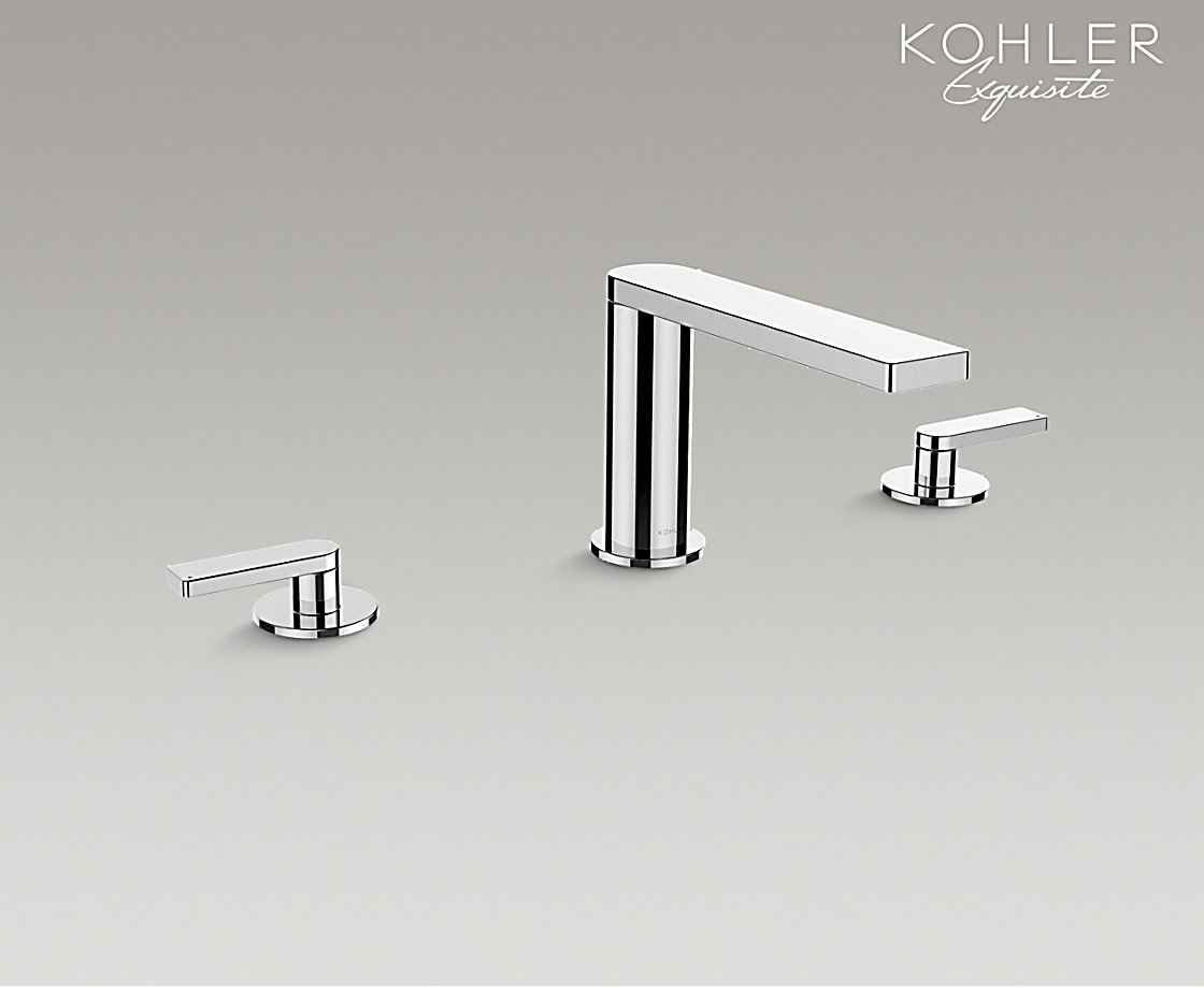 柏诗双把缸边式浴缸龙头杆型把手