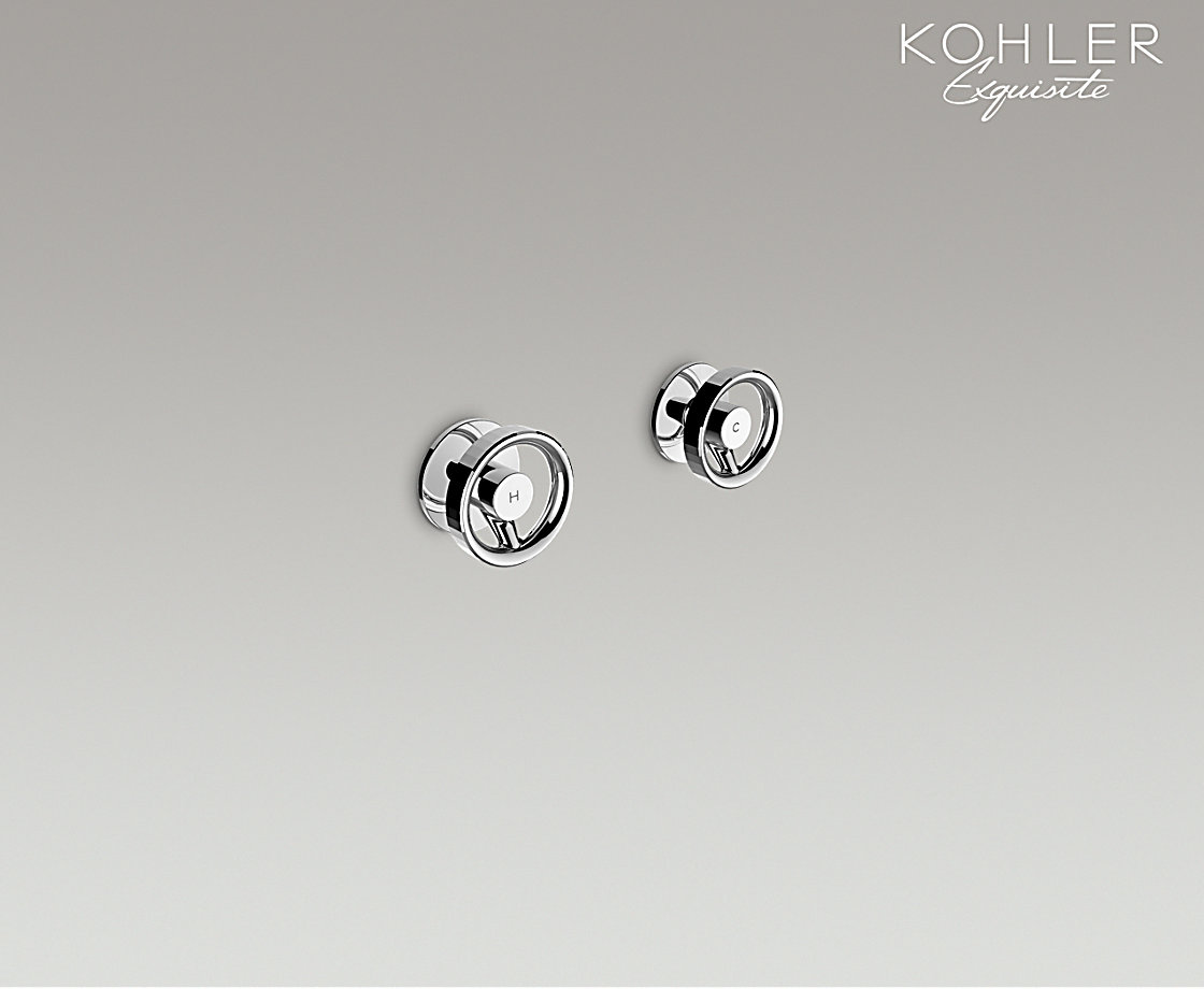 艺廷双把墙出水脸盆龙头把手轮型